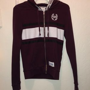 PINK burgundy zip up hoodie